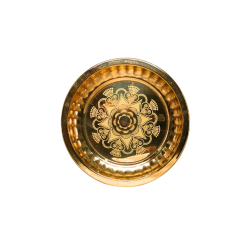 Brass Pooja Plate/ Arti Thali (Vintage Etching Design), Diameter 4.5 inches (₹130)