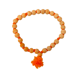 Premium Wooden Knotted Jap Mala for Meditation & Chanting 27 + 1 Beads with Orange Tassel and Beige color Beads (₹25)