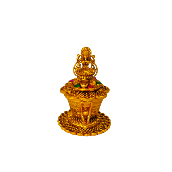 Gold Plated kumkum Box/ karanda / Bharni with Laxmi Goddess Motif, Height 2.5 Inches (₹930)