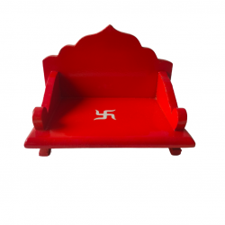 Wooden Handcrafted Singhasan / Chowki / Sinhasan Engineered Wood fine finish for Home Mandir Temple Idol Decoration 5 in by 3 in ( Red Color) (₹300)