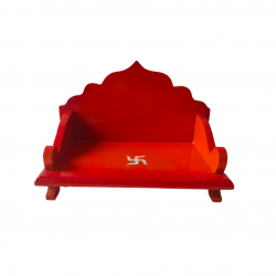 Wooden Handcrafted Singhasan / Chowki / Sinhasan Engineered Wood fine finish for Home Mandir Temple Idol Decoration 7 in by 3 in ( Red Color) (₹330)