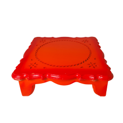 Wooden Red Chowki / Bajot for Pooja / Paat, Chaurang for Puja Fine finish 9 in by 9 in (₹500)