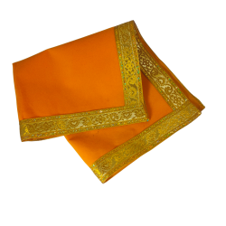 Premium Orange Pooja chowki aasan kapda / Velvet Altar Cloth for Pooja and Mandir (19 inch by 19 inch) (₹100)