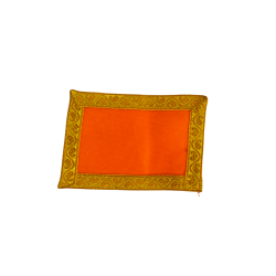 Premium Orange Pooja chowki aasan kapda / Velvet Altar Cloth for Pooja and Mandir (5 inch by 4 inch) (₹10)
