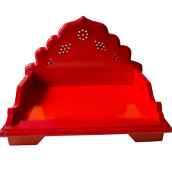 Wooden Handcrafted Singhasan / Chowki / Sinhasan Engineered Wood fine finish for Home Mandir Temple Idol Decoration 12 in by 7 in ( Red Color) (₹1050 )