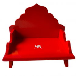 Wooden Handcrafted Singhasan / Chowki / Sinhasan Engineered Wood fine finish for Home Mandir Temple Idol Decoration 7 in by 4 in ( Red Color) (₹360)