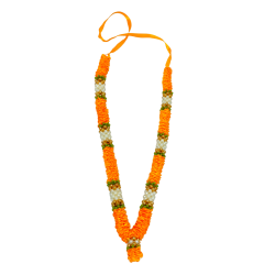 Handmade Artificial Ribbon Satin Fabric Flower Pooja Haar/ Mala / Garland for Photo Frames/God Idols/Statues(multicolor), Length 12 Inches (₹100)
