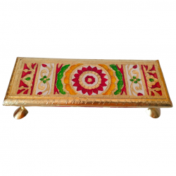Golden Meena Flower Design Wooden Designer Stool Chowki Puja Stand/ All purpose Meena Gold Rectangle Paat choki for Pooja ghar / Patla Stool For Temple 9 in by 3 in (₹290)