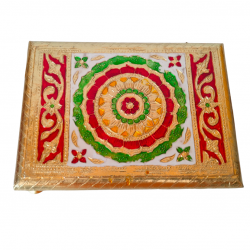 Golden Meena Flower Design Wooden Designer Stool Chowki Puja Stand/ All purpose Meena Gold Rectangle Paat choki for Pooja ghar / Patla Stool For Temple 7 in by 5 in (₹310)