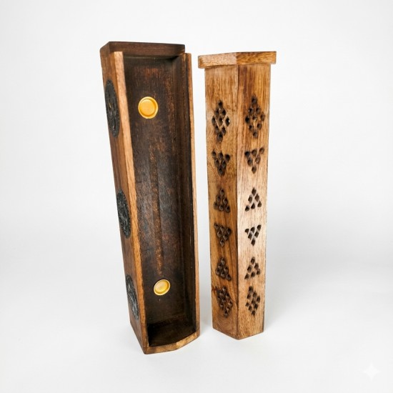 Handcrafted Wooden Agarbatti Stand / Foldable agardan stand / Incense Stick Holder/ Wooden Agarbatti Box with metal inlay work (Om Design) (₹470)