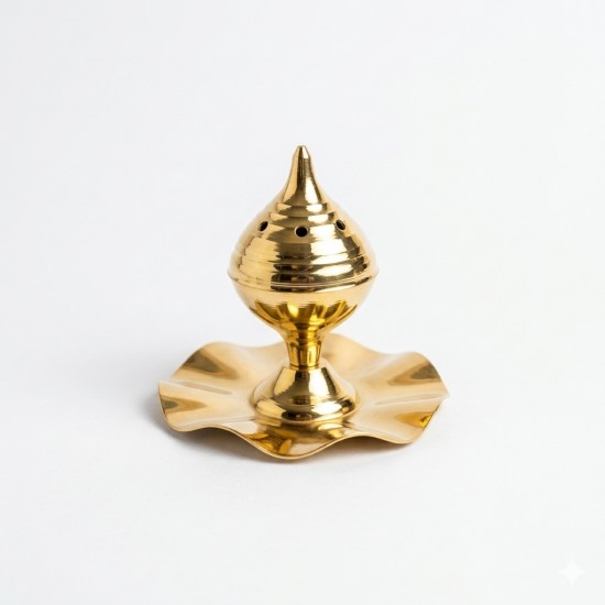 Brass Incense stick Holder/ Agarbatti Stand/ Agardaan (with collection plate), diameter 3 inches (₹144)