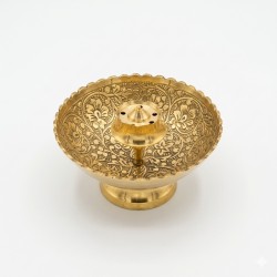 Brass Incense stick Holder/ Agarbatti Stand/ Agardaan (Bowl shaped with etching design), height 3.5 inches (₹360)