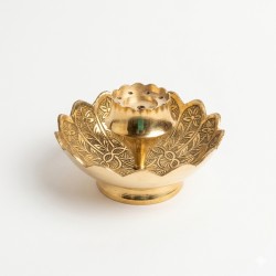 Brass Incense stick Holder/ Agarbatti Stand/ Agardaan (flower shaped etching design), diameter 5 inches (₹680)