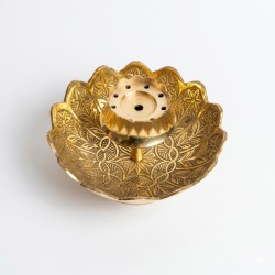 Brass Incense stick Holder/ Agarbatti Stand/ Agardaan (flower shaped etching design), diameter 5 inches (₹680)