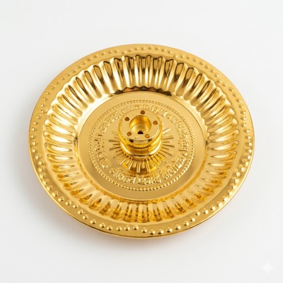Brass Incense stick Holder/ Agarbatti Stand/ Agardaan (with collection plate), diameter 5 inches (₹560)