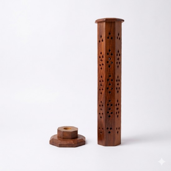 Wooden Carved Incense Stick Holder / Incense and dhoop tower / Incense Burner Lobandan/ Agarbatti Stand 12 inch (₹260)