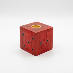 Handcrafted Wooden Incense Stick Holder/Agarbatti Stand/Agardaan (Dice shaped) (Red) Height 2 Inches (₹57)