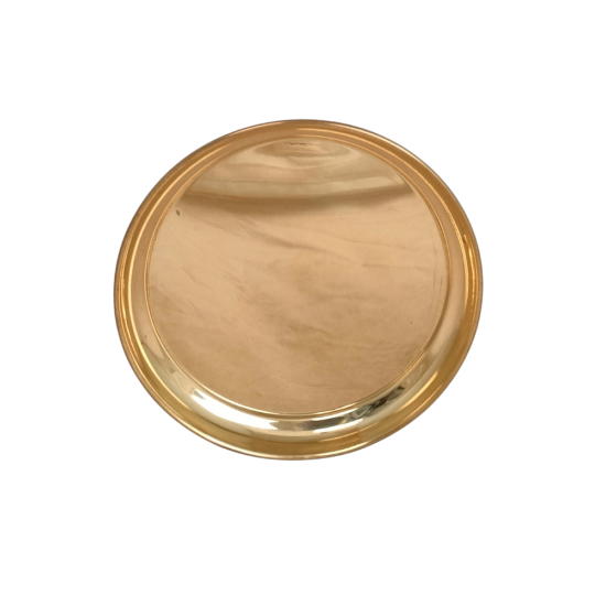 Brass Pooja Plate/ Thali (Bidding plain), Diameter 2.5 inches (₹100)