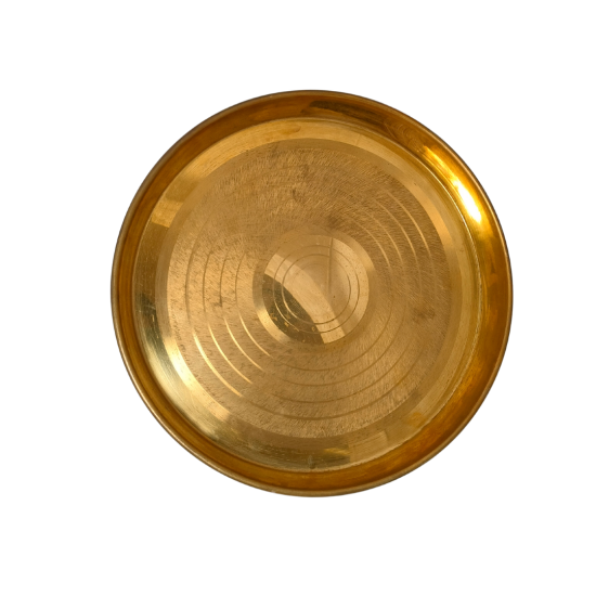 Brass Pooja Plate/ Thali/ Tableware (Bidding Khumcha Design), Diameter 10 inches (₹960)