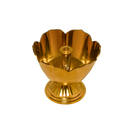 Brass Pyali Diya Oil Lamp (with Flat cup base and lotus petal design)/ Flat Pyali Kamal Stand Diya, Height 2 Inches (₹200)