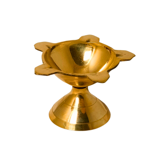 Brass Diya (Height 1.5 Inch) – Five Petal Niranjan Pital Jyot | Pune Divi | Star shaped Oil Lamp for Pooja  (₹100)