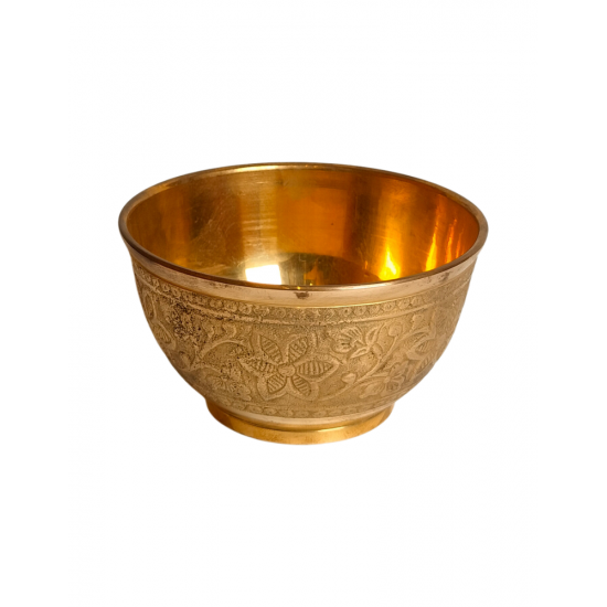 Brass Pooja katori/ Vati Bowl with Floral etching design, Diameter 4 Inches (₹730)