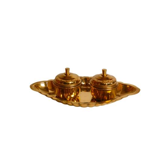 Brass Haldi kumkum Platter karanda / Kankavati (Boat shaped), Length 6 Inches(₹330)
