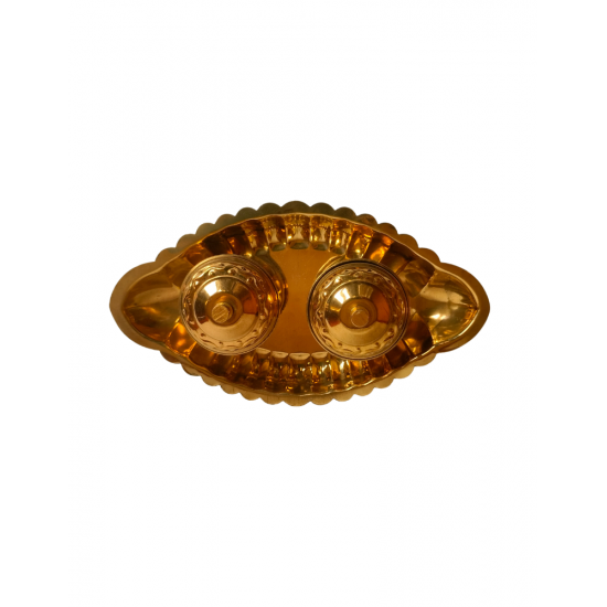 Brass Haldi kumkum Platter karanda / Kankavati (Boat shaped), Length 6 Inches(₹330)