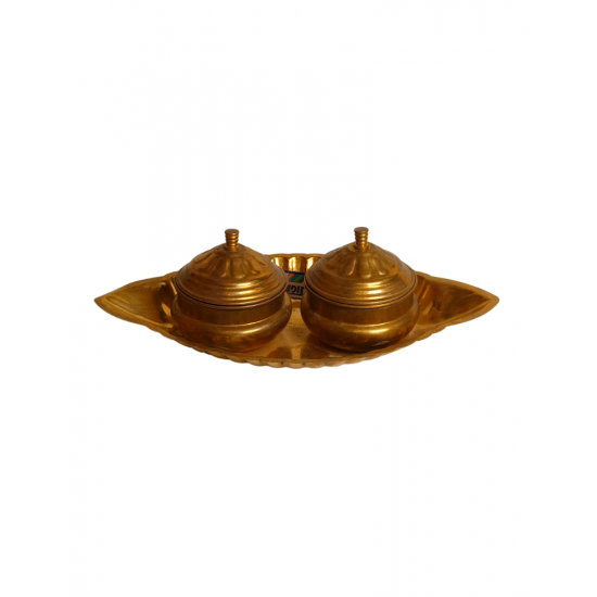 Brass Haldi kumkum Platter karanda / Kankavati (Boat shaped), Length 7 Inches (₹450)