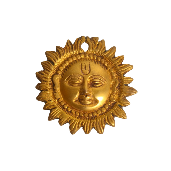 Brass Sun God / Surya Dev Wall Hanging Idol, height 3.5 Inches, Vastu Figurine for Positivity for Home Entrance and Office Decor (₹740)