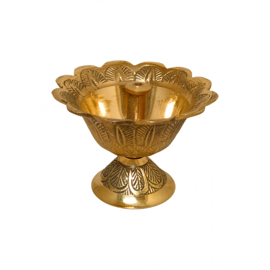 Brass Devdas Diya (Height 2.5 Inch) – Embossed Flower Petal Pital Jyot Oil Lamp for Pooja (₹390)