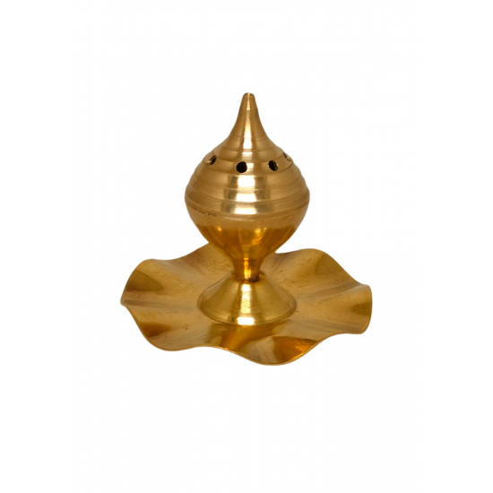 Brass Incense stick Holder/ Agarbatti Stand/ Agardaan (with collection plate), diameter 3 inches (₹180)