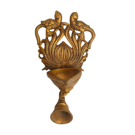Brass Traditional hanging Diya / Deepak / Oil Lamp with bell, Height 7 Inches (Total height including the bell) (₹2100)
