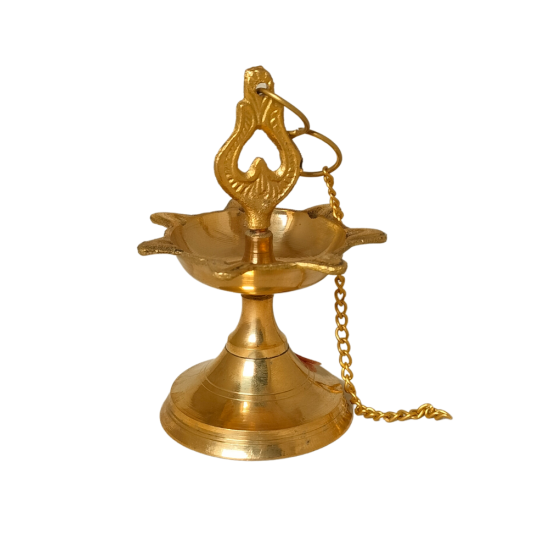 Brass Hanging Diya 7 Mukhi, Laman Divi, 7 Faced Oil Lamp ( Height 4 Inches, Diameter 2 Inches) (₹350)