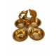 Brass Chowmukh, Chopala, Chokra | Peacock Handle 4 Cup Pooja Tika Holder for Aarti & Akshat, Length 3.5 Inch (₹650)
