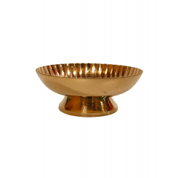 Brass Pooja Pin Tray with stand| Floral Etched Prasad Plate, Diameter 4 inches (₹430)