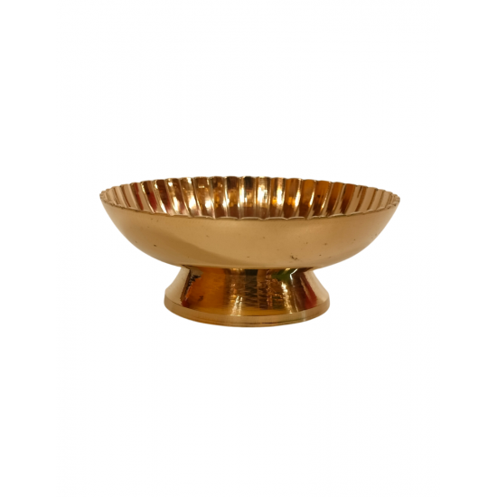 Brass Pooja Pin Tray with stand| Floral Etched Prasad Plate, Diameter 4 inches (₹430)