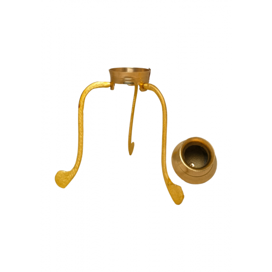 Shivling Abhishek Stand Tripai Lota Set – Brass Shiva Lingam Jalabhishekam Puja Kalash and stand set, Height 3 Inch (₹240)