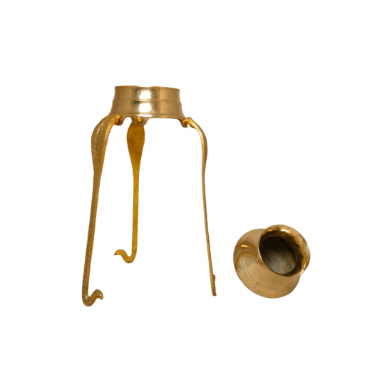 Shivling Abhishek Stand Tripai Lota Set – Brass Shiva Lingam Jalabhishekam Puja Kalash and stand set, Height 7 Inch (₹700)