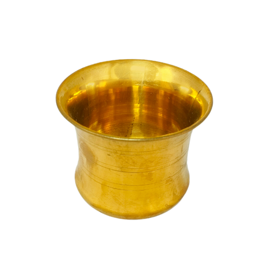 Brass Damru Panchpatra for Pooja, Height 2.5 inches (₹340)