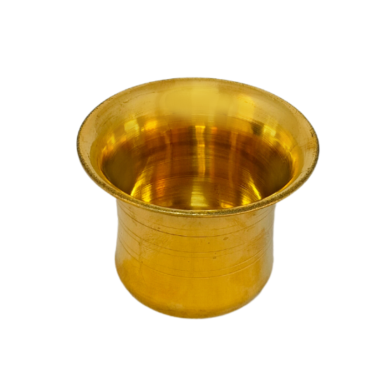Brass Damru Panchpatra for Pooja, Height 2 inches (₹160)