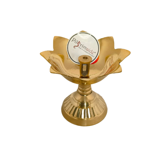Brass Devdas Oil Lamp / Diya / Deepak For Pooja, Pital Jyot Table Diva, Height 2.5 Inches (LPS Design) (₹155)