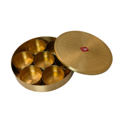 Brass Masala Dabba/ Spice Box/ Pooja Box, Diameter 6 inches (₹1400)