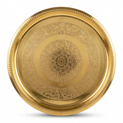 Brass Pooja Thali | Floral-etched Aarti Plate, Diameter 9 inches (₹882)