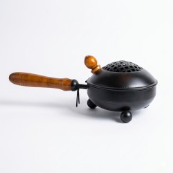 Metal Dhoop Dani with Black Painted Finish and Wooden Handle - 11 Inch Loban Holder & Incense Burner for Pooja and Gifting (₹360)