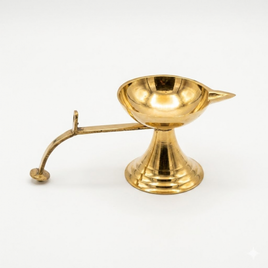 Brass Single Aarti Diya/ 1 Wick Aarti With Handle/ Ekarti, length 4 Inches (₹189)