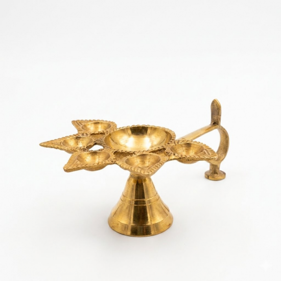 Brass Aarti Five Diya/ Pancharti/ Panch Aarti (Length 6 Inches) (₹520)