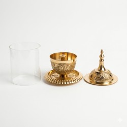 Akhand Diya Heavy Brass Oil Lamp with Glass Cover & Lid, Height 6 Inch (₹1540)