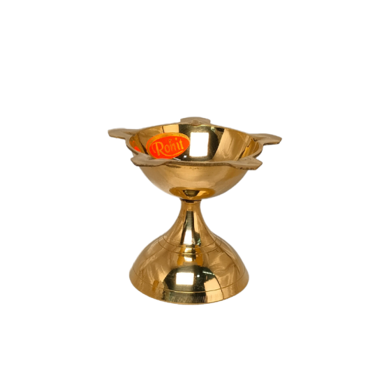 Brass Diya (Height 3.5 Inch) – Five Petal Niranjan Pital Jyot | Pune Divi | Star shaped Oil Lamp for Pooja (₹330)