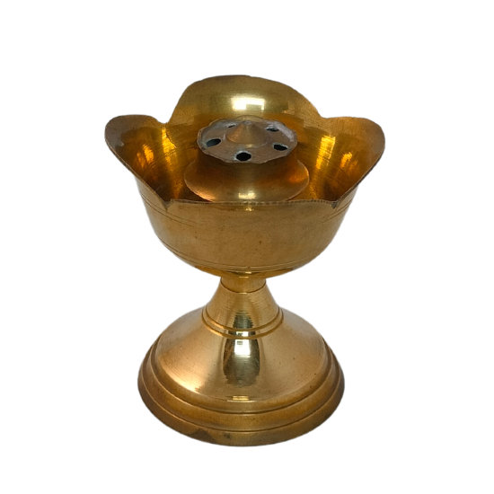 Brass Incense stick Holder/ Agarbatti Stand/ Agardaan (Rose design), height 3 inches (₹350)